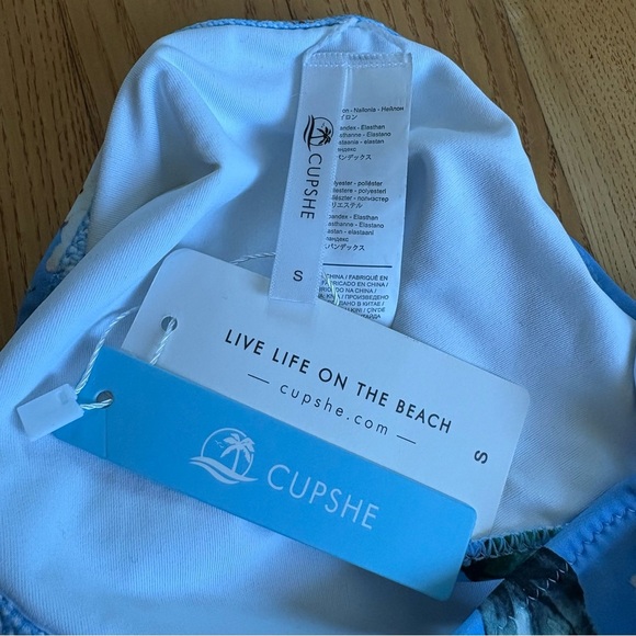 Cupshe small swimsuit bottoms floral watercolor womens size small blue swimming - Picture 7 of 11